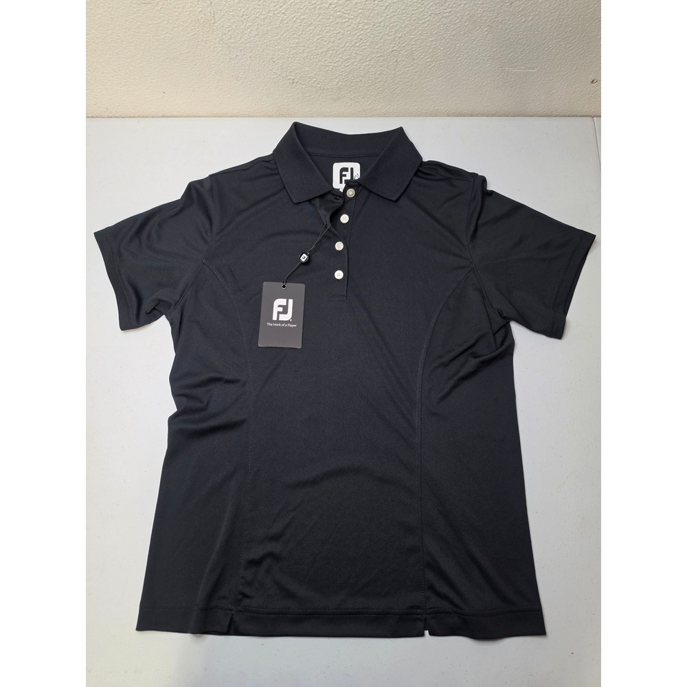 FootJoy Womens ProDry Golf Polo Shirt Black Short Sleeve Size S New
